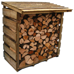 Small Log Store stacked Partially Full with Kiln Dried Logs